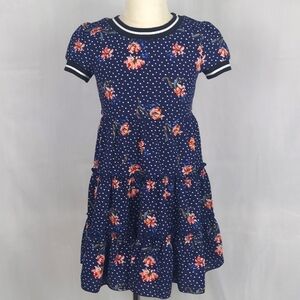 Zunie Floral tiered dress with ruffles tieback polka dot - blue - size 6X